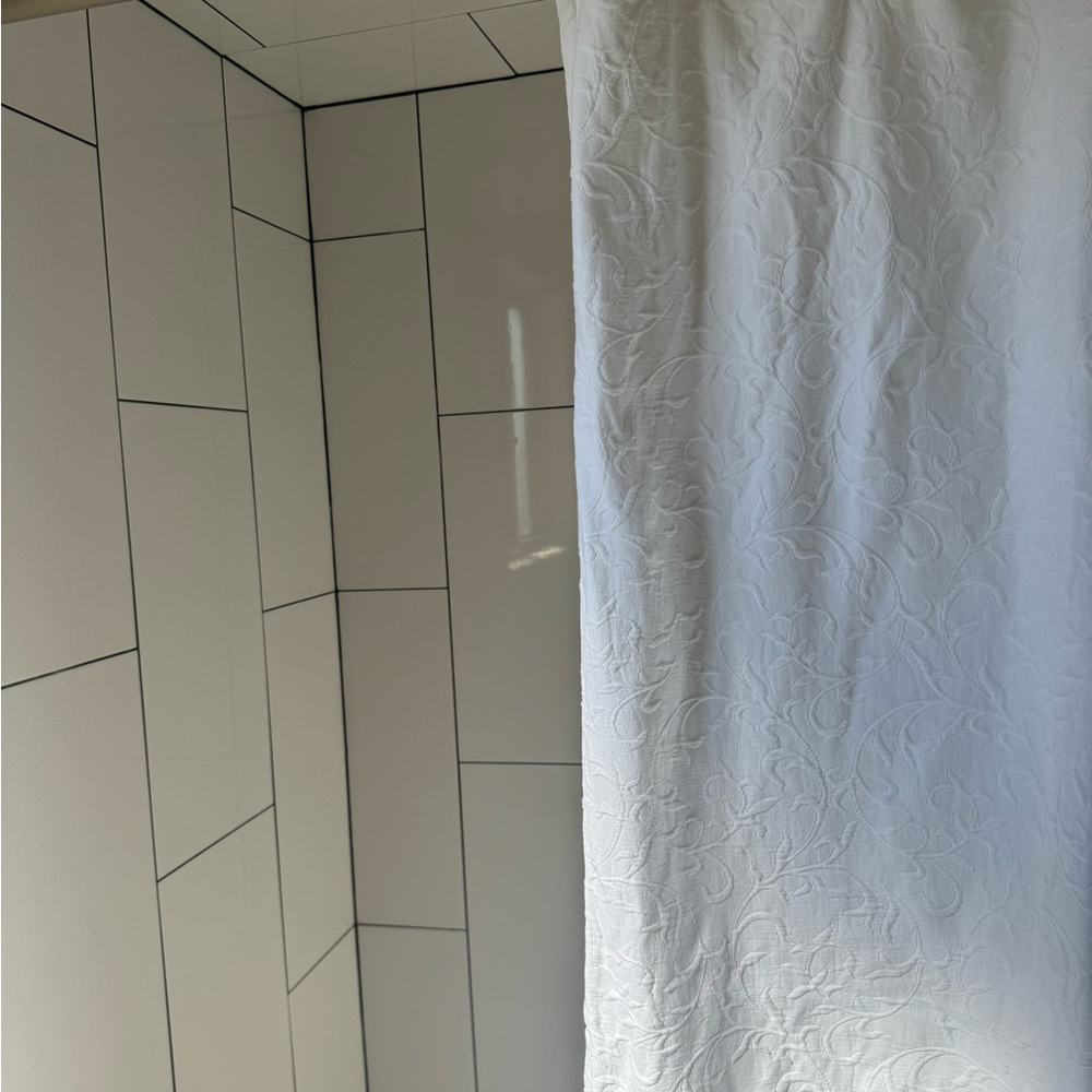 Elegant White Embossed Shower Curtain
